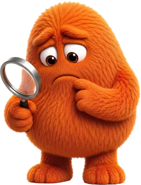 Squint looking puzzled with a magnifying glass